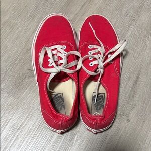 Vans Red Canvas Low-Top Sneakers with White Accents
